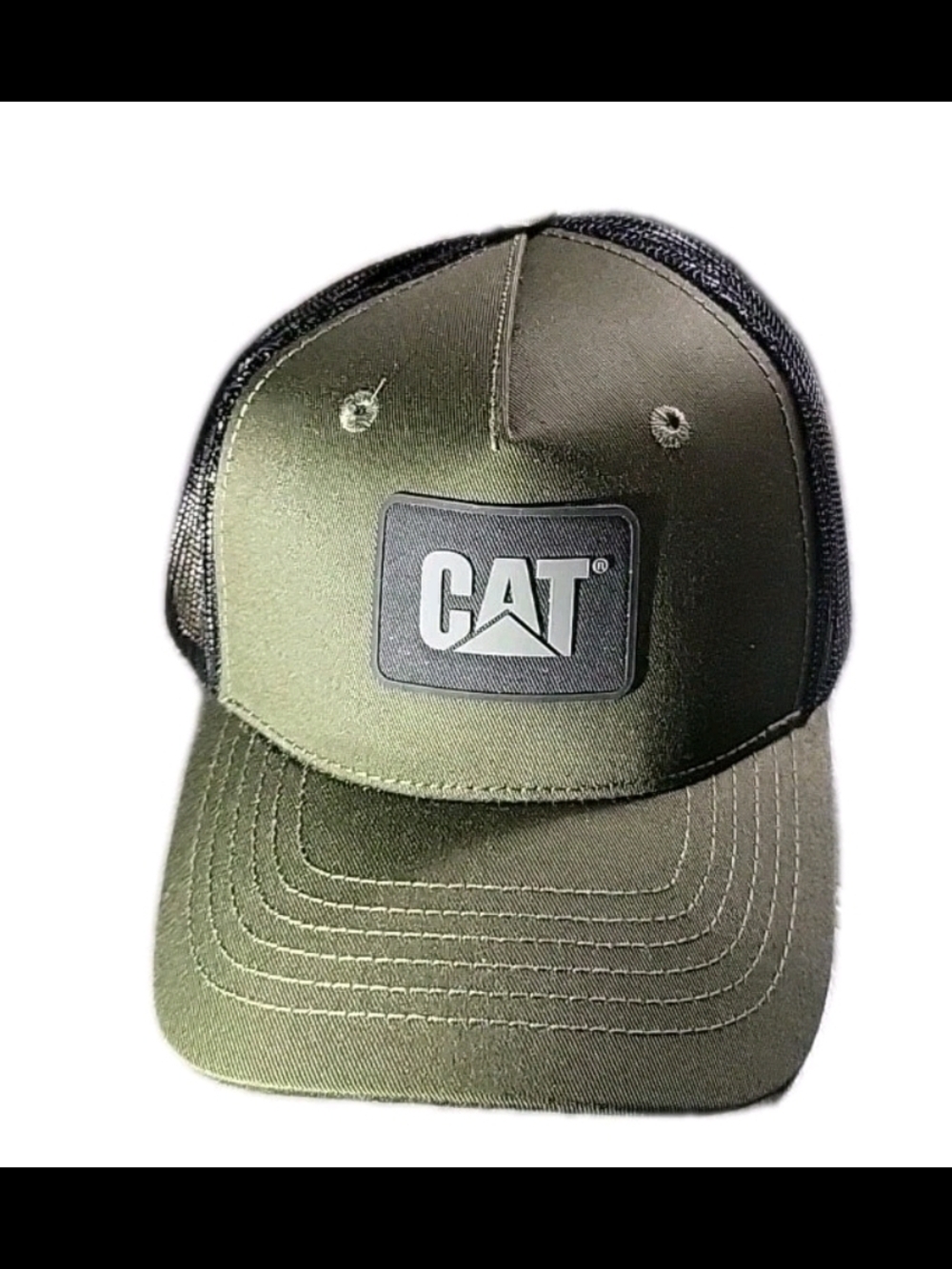 Cat Caterpillar Trucker Cap Hat Olive Green One Size